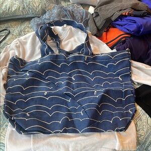 Blue Wavy Pattern Tote Bag for Everyday Use